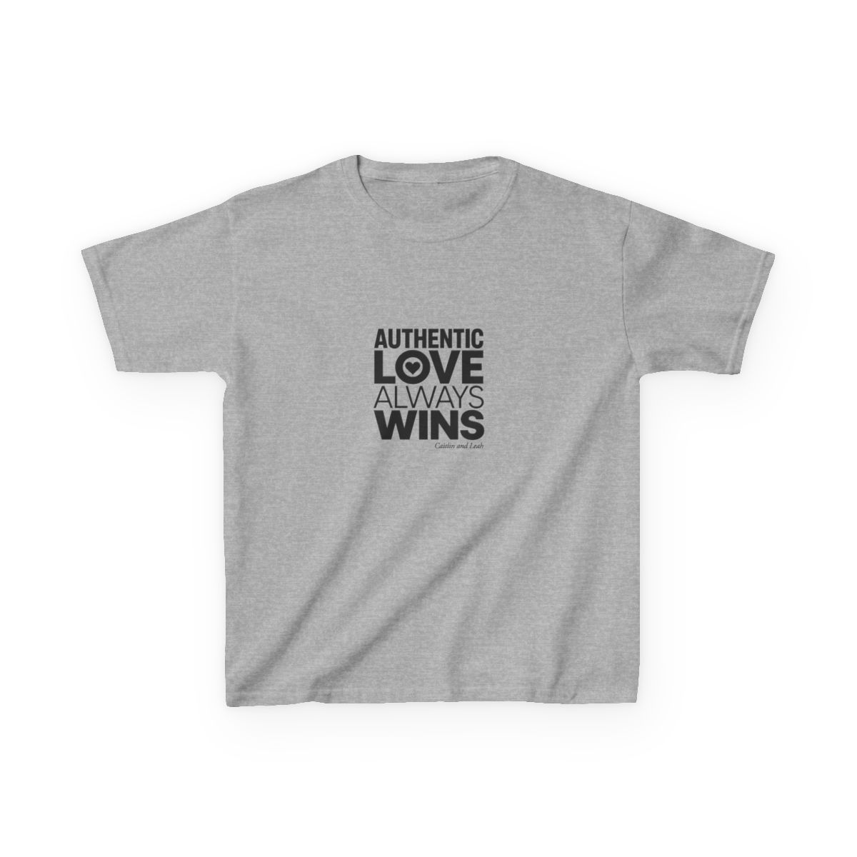 Caitlin and Leah "Authentic Love Always Wins" Unisex Kids Tee - alternate angle 3, merchandise